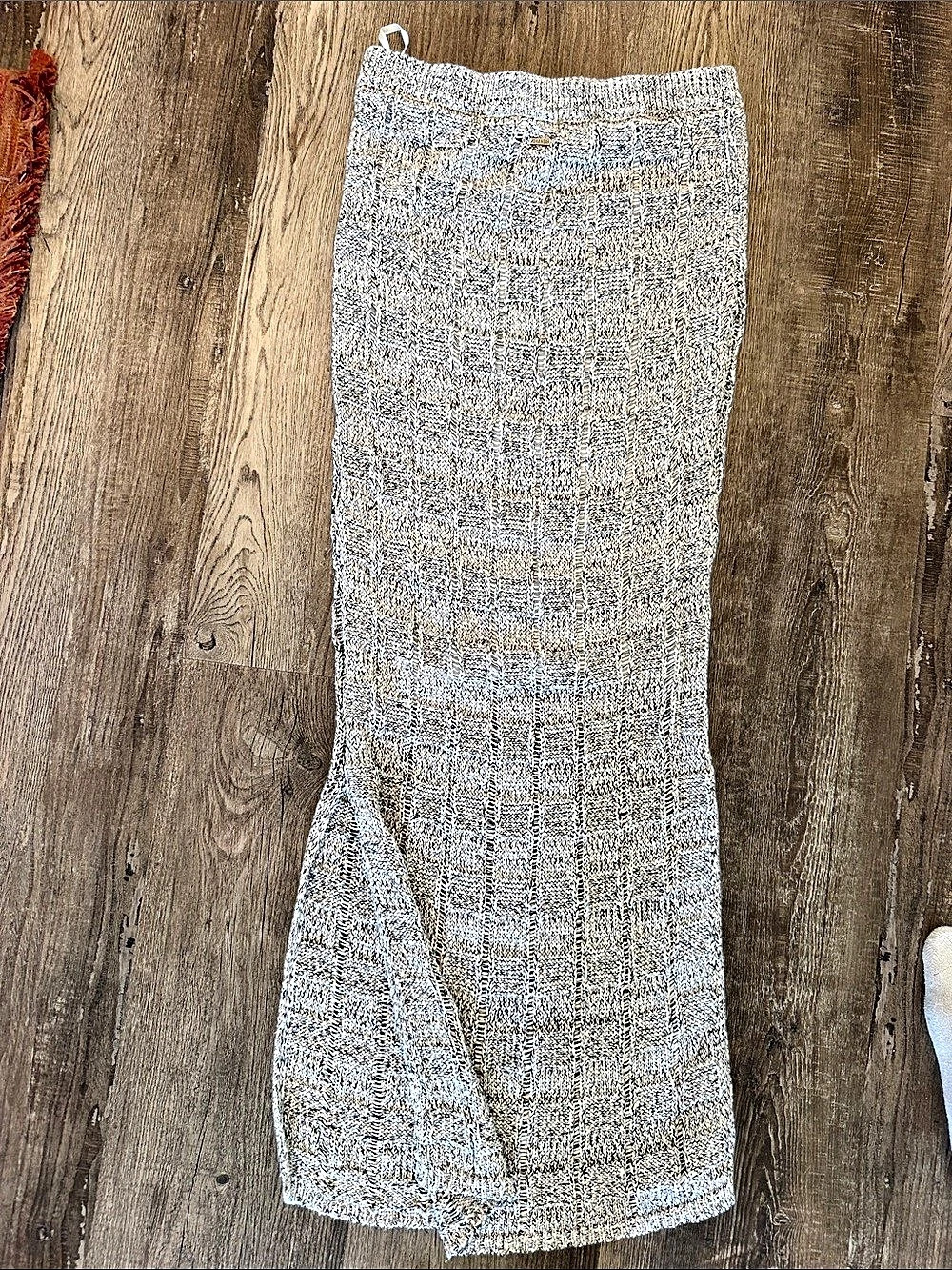 GHANDA Fleetwood long Skirt Knit Gray & Beige Large